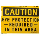 5 Metal Caution Eye Protection Required In This Area Signs