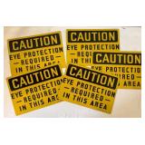 5 Metal Caution Eye Protection Required In This Area Signs