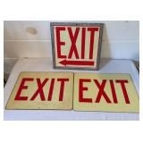 3 Metal EXIT Signs