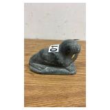 Pair of Inuit Carved Stone Figures - Walrus and Hunter