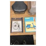 Vintage Motorcycle and Vespa Parts Lot with Manuals and Accessories