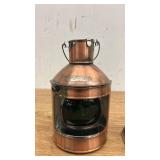 Set of 2 Copper Decor Items: Nautical Lantern and Shoe-Shaped Brush Holder