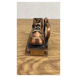 Set of 2 Copper Decor Items: Nautical Lantern and Shoe-Shaped Brush Holder
