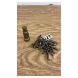 Lot of Antique Skeleton Keys with Ornate Brass Needle Case