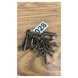 Lot of Antique Skeleton Keys with Ornate Brass Needle Case