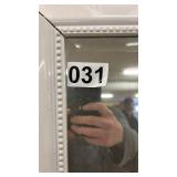 White Framed Wall Mirror with Decorative Beaded Edge