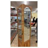 Wood Framed Mirrored Bi-Fold Closet Door with Decorative Glass Panels