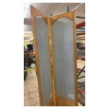 Wood Framed Mirrored Bi-Fold Closet Door with Decorative Glass Panels