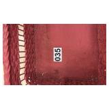 Red Wicker Plant Stand with Lower Shelf