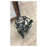 Vintage Cast Iron Plant Stand with Rose Motif