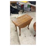 Set of 3 Vintage Wood Drop Leaf Side Tables with Queen Anne Legs