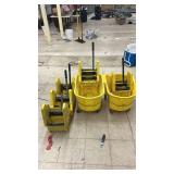 Lot of 3 Commercial Mop Buckets with Wringer Attachments