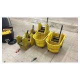 Lot of 3 Commercial Mop Buckets with Wringer Attachments
