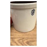 2 Gallon Stoneware Crock with Brown Interior, USA Marked