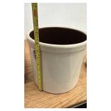 2 Gallon Stoneware Crock with Brown Interior, USA Marked