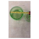 Set of 3 Green Uranium Glass Bowls and Dishes