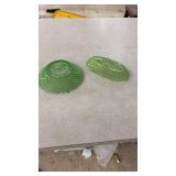 Set of 3 Green Uranium Glass Bowls and Dishes