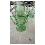 Collection of 5 Vintage Depression Glass Pieces in Green Uranium and Yellow