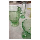 Collection of 5 Vintage Depression Glass Pieces in Green Uranium and Yellow