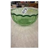 Green Uranium Glass Bowl with Honeycomb Pattern