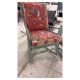 Vintage Wicker Furniture Set with Floral Cushions Sofa Table Chairs and Rockers