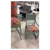 Vintage Wicker Furniture Set with Floral Cushions Sofa Table Chairs and Rockers