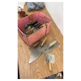 Collection of Masonry and Plastering Hand Tools in Wood Crate