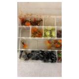 Assorted Fishing Flies and Jigs in Compartment Box