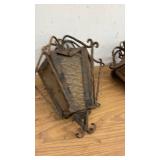 Set of 5 Vintage Wrought Iron Outdoor Lights with Amber Glass Panels