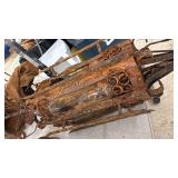 Set of 6 Antique Wrought Iron Glass Lights with Yellow Panels