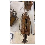 Set of 6 Antique Wrought Iron Glass Lights with Yellow Panels