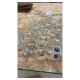 Collection of Assorted Shot Glasses, Vases, and Daltile Glass Mosaic Tile