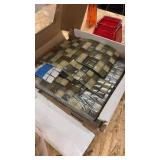 Collection of Assorted Shot Glasses, Vases, and Daltile Glass Mosaic Tile