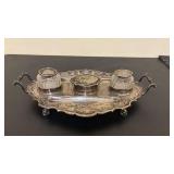 Antique Silver Inkstand with Cut Glass Inkwells