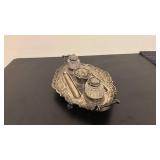 Antique Silver Inkstand with Cut Glass Inkwells