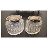 Antique Silver Inkstand with Cut Glass Inkwells