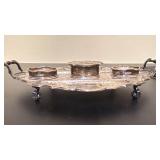 Antique Silver Inkstand with Cut Glass Inkwells