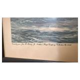 Framed Sinking of the Bismarck Print by Wilfrid Dawson 1943