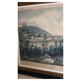 Framed Vintage Lithograph U.S. Military Academy West Point Scenic Print