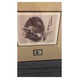 1988 South Carolina Migratory Waterfowl Hunting Conservation Print with Stamp, Framed