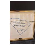 1988 South Carolina Migratory Waterfowl Hunting Conservation Print with Stamp, Framed