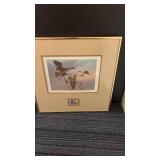 Framed Duck Print with Stamp Featuring Pintail Pair