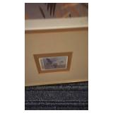 Framed Duck Print with Stamp Featuring Pintail Pair