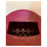 Trash can lid with magnetic silverware catcher