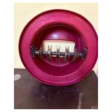 Trash can lid with magnetic silverware catcher