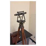 Vintage Surveyor Transit with Wooden Tripod and Case