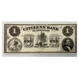 ? 1860 1 Dollar Bill Citizens Bank Of Louisiana New Orleans Bank Note In Protective Sleeve