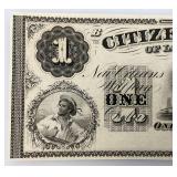 ? 1860 1 Dollar Bill Citizens Bank Of Louisiana New Orleans Bank Note In Protective Sleeve