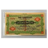 1912 Jaques Mfg. Co. Food Coupon Certificate (In Protective Sleeve)