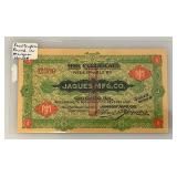 1912 Jaques Mfg. Co. Food Coupon Certificate (In Protective Sleeve)